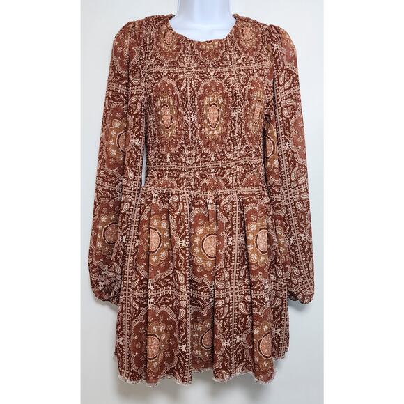 bohme Dresses & Skirts - BOHME Boho Y2K Festival Paisley Peasant Smocked Mini Dress M